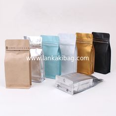 China Factory Custom Printed logo Packaging bag Resealable Flat Bottom Stand Up Pouch Coffee Bag with Zipper value supplier
