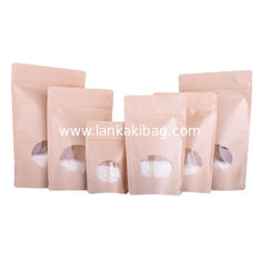 China Stand up Craft Paper food Zipper Plastic Bag With Transparent Window supplier
